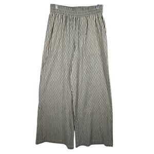 Express Pants Womens XS NEW Gray Striped Wide Leg High Rise Elastic Waist Flowy